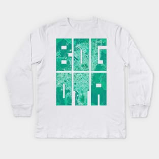 Bogota, Colombia City Map Typography - Watercolor Kids Long Sleeve T-Shirt